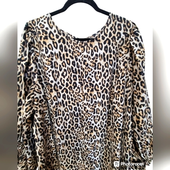 H&M XXL Animal Print 3/4 Balloon Sleeve Back Slit Maxi Dress - Picture 4 of 7